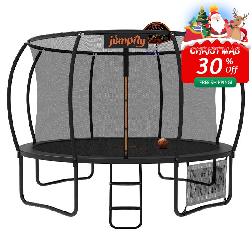 Classic Outdoor Trampoline with Basketball Hoop