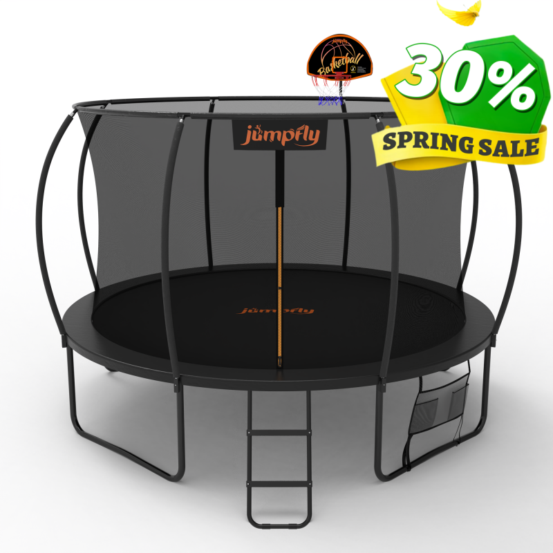 Classic Outdoor Trampoline with Basketball Hoop