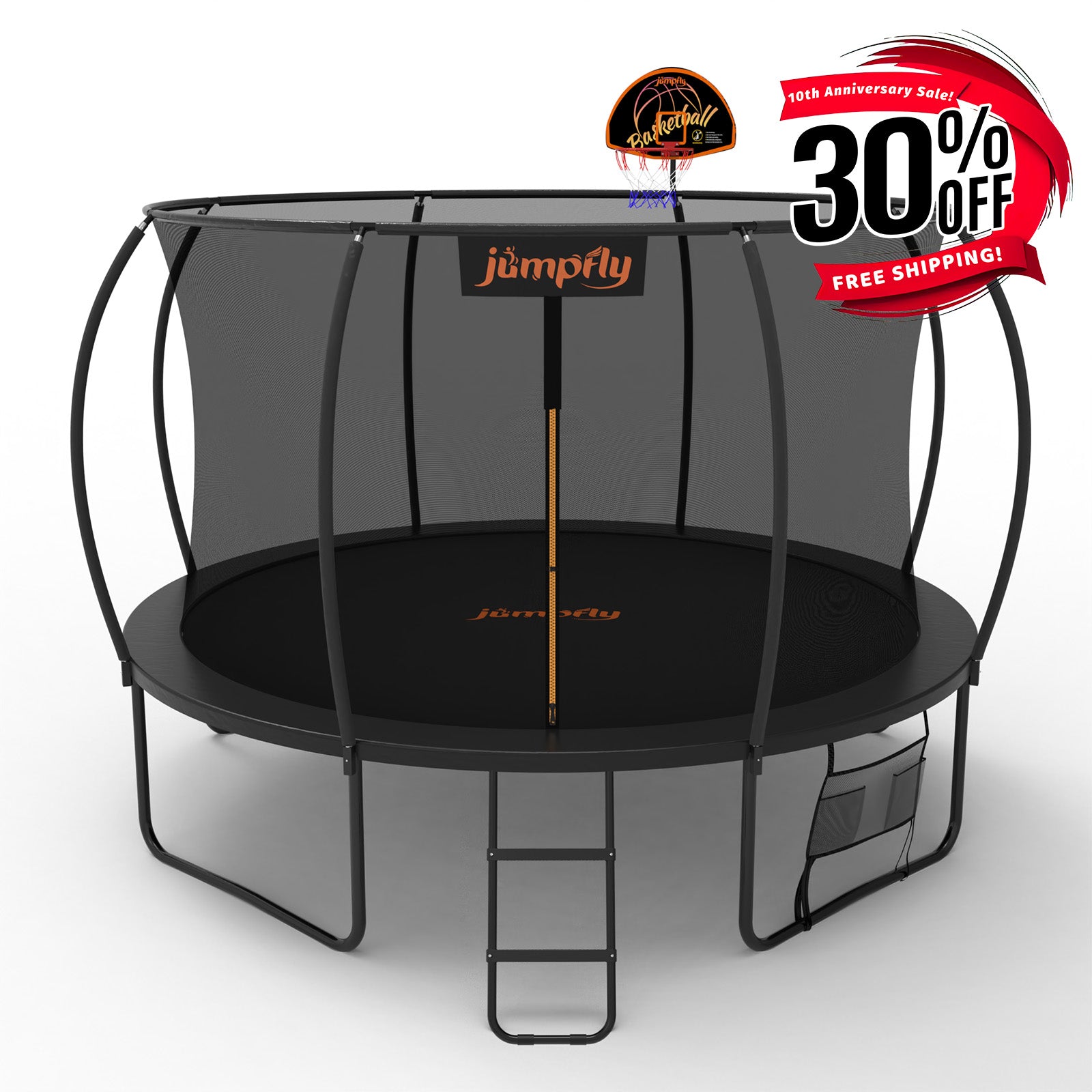 Classic Outdoor Trampoline with Basketball Hoop