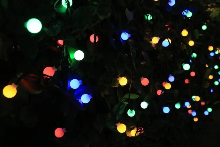 Multicolored LED lights glowing, perfect for night-time trampoline entertainment.