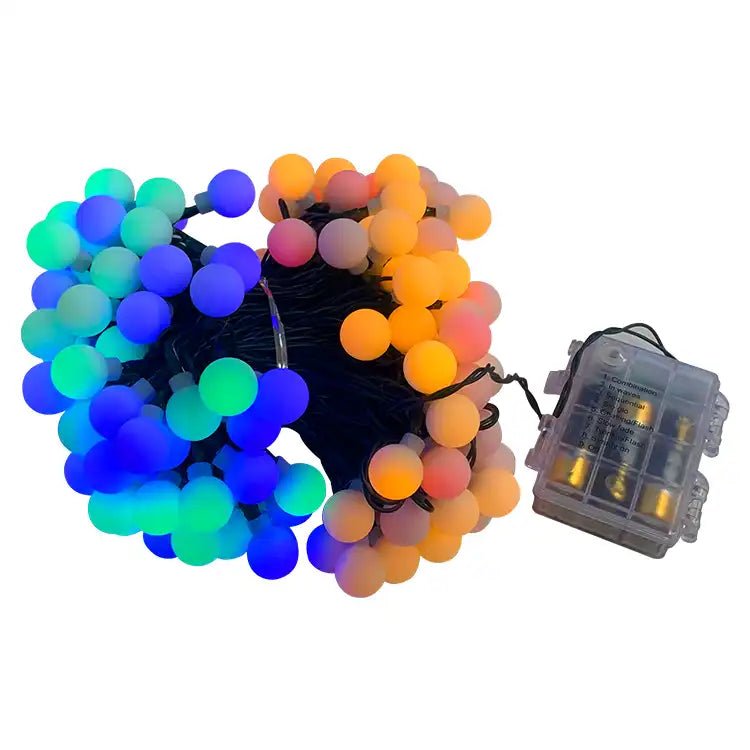 Colorful LED lights for trampolines with battery pack, 16m length for night fun.