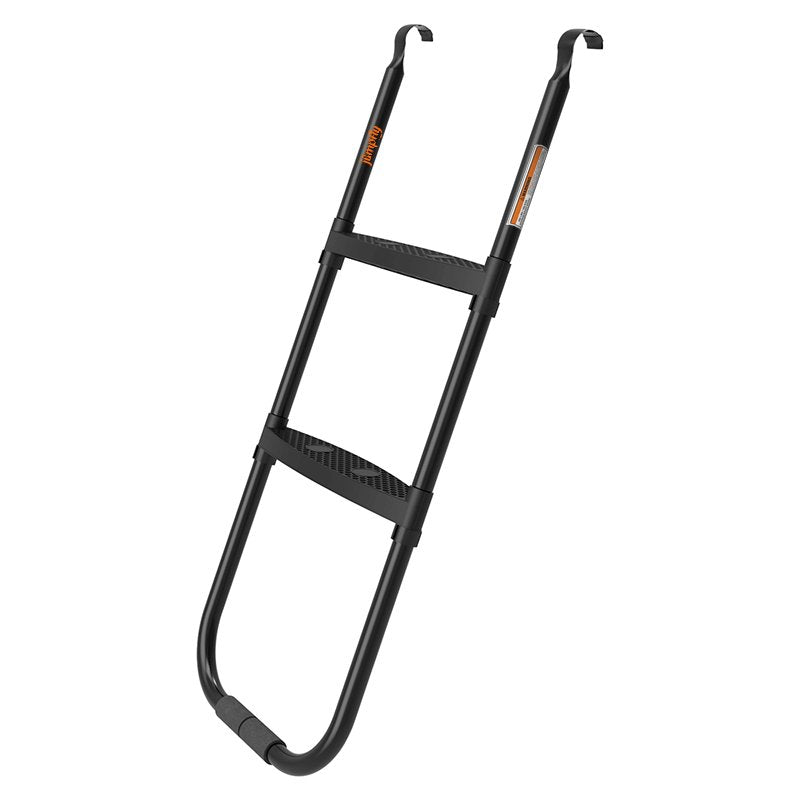 Black trampoline ladder for easy access to outdoor trampolines