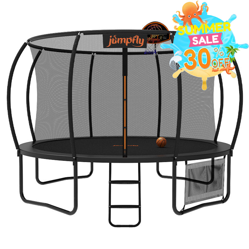 Classic Outdoor Trampoline with Basketball Hoop