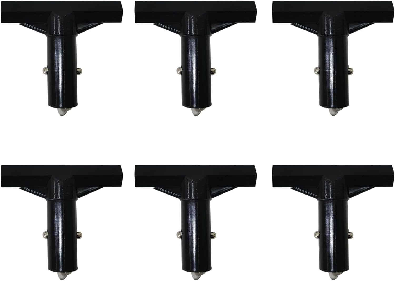 Set of 8 black T-connectors for trampoline assembly, durable and easy to use.